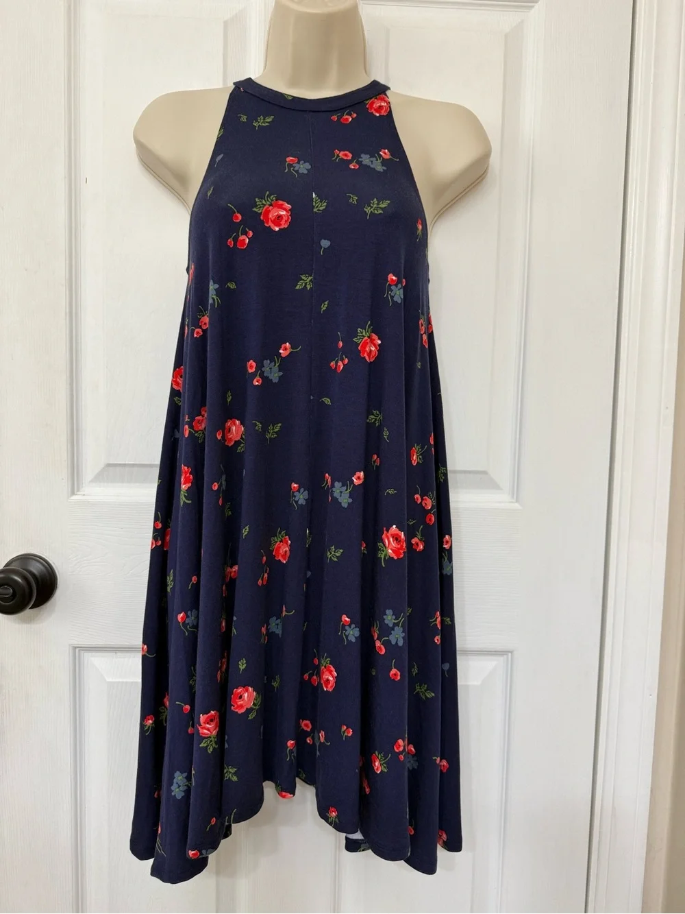 Tucker Tate Floral Swing Dress Girls XL 14/16 Navy Sleeveless Boho